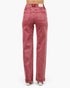 Beach Rose Co. high-rise slim wide straight jeans in a faded red stretch denim with classic five-pocket styling