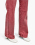 Beach Rose Co. high-rise slim wide straight jeans in a faded red stretch denim with a clean ankle-length hem.