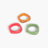 Beach Rose Co. 3-pack of glossy resin bangles in red, green, and marbled orange with a square-shaped design.