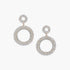 Beach Rose Co. gold-tone round circle dangle earrings featuring sparkling clear rhinestones on a black background.