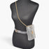 Beach Rose Co. clear PVC belt bag adorned with shimmering rhinestones and a gold chain strap on a black mannequin.