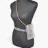 Beach Rose Co. clear PVC belt bag featuring shimmering rhinestones and a gold chain strap on a black mannequin