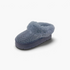 Beach Rose Co. grey suede platform booties featuring faux fur trim and rhinestone embellishments on the toe.
