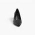 Beach Rose Co. black pointed-toe pumps featuring rows of sparkling rhinestones and a 3-inch heel.