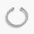 Beach Rose Co. rhodium open cuff bracelet featuring a fine mesh texture and scattered polished beads.