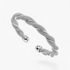 Beach Rose Co. rhodium open cuff bracelet with a polished twisted mesh texture and rounded ends.