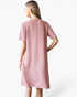 Beach Rose Co. rose pink ribbed t-shirt dress with short sleeves and a relaxed A-line fit, back view