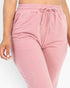 Beach Rose Co. rosewood French Terry jogger pants featuring an elastic drawstring waistband and soft stretch fabric.