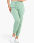 Beach Rose Co. sage green French Terry jogger pants with an elastic waistband and tapered cuffs on a model