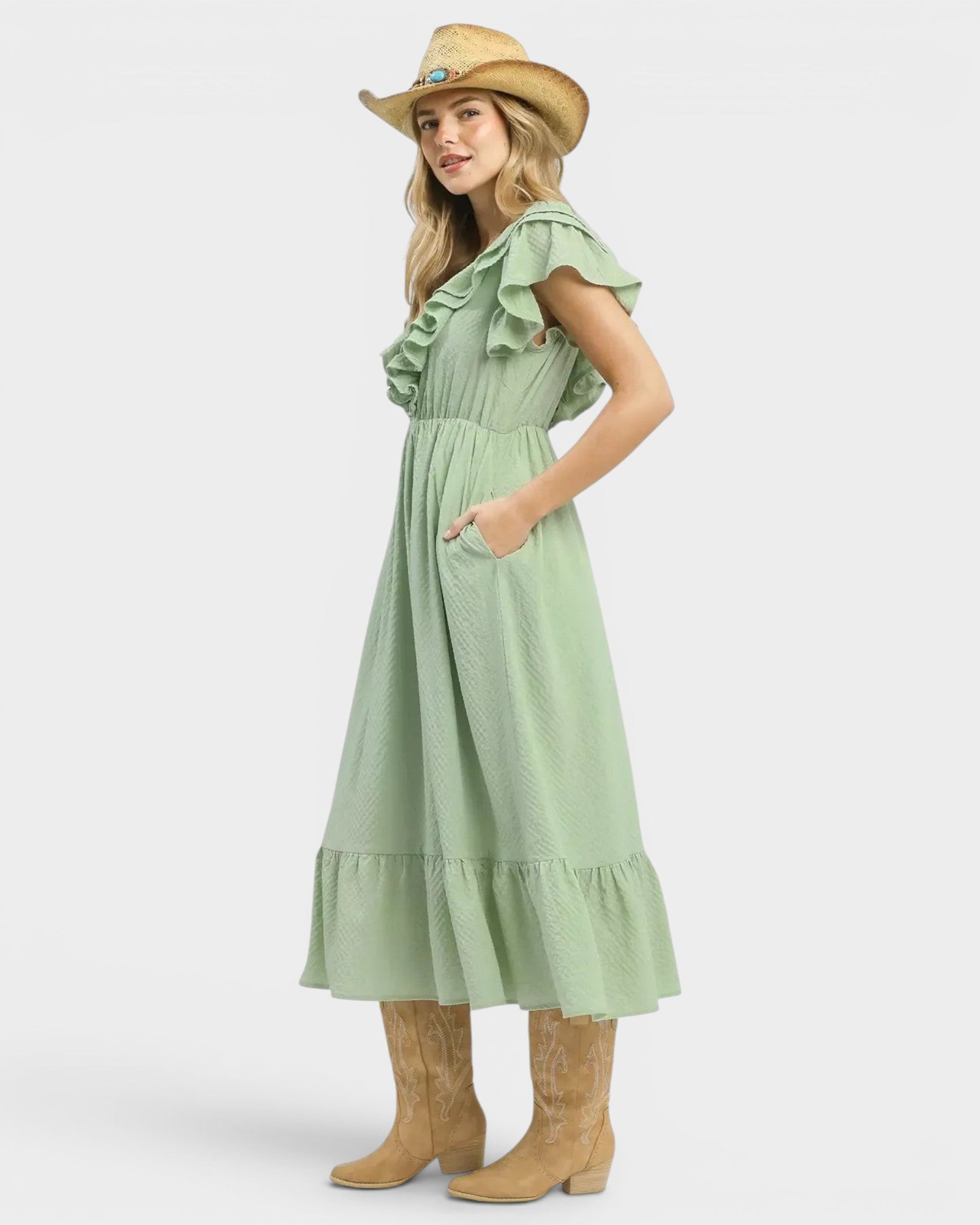 UMGEE Sage Ruffle Midi Dress Beach Rose Co. UMGEE Sage Ruffle Midi Dress Beach Rose Co.