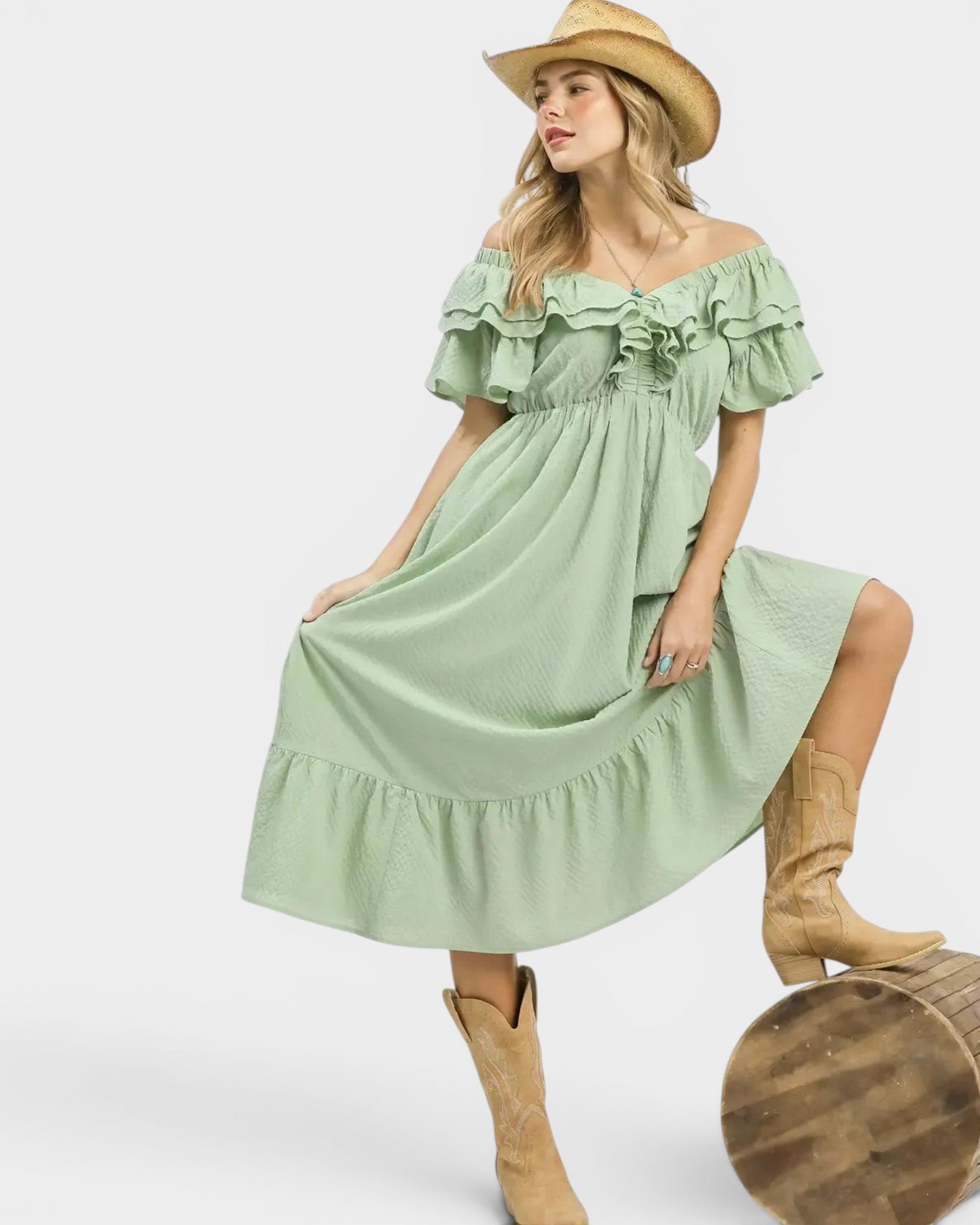 UMGEE Sage Ruffle Midi Dress Beach Rose Co. UMGEE Sage Ruffle Midi Dress Beach Rose Co.