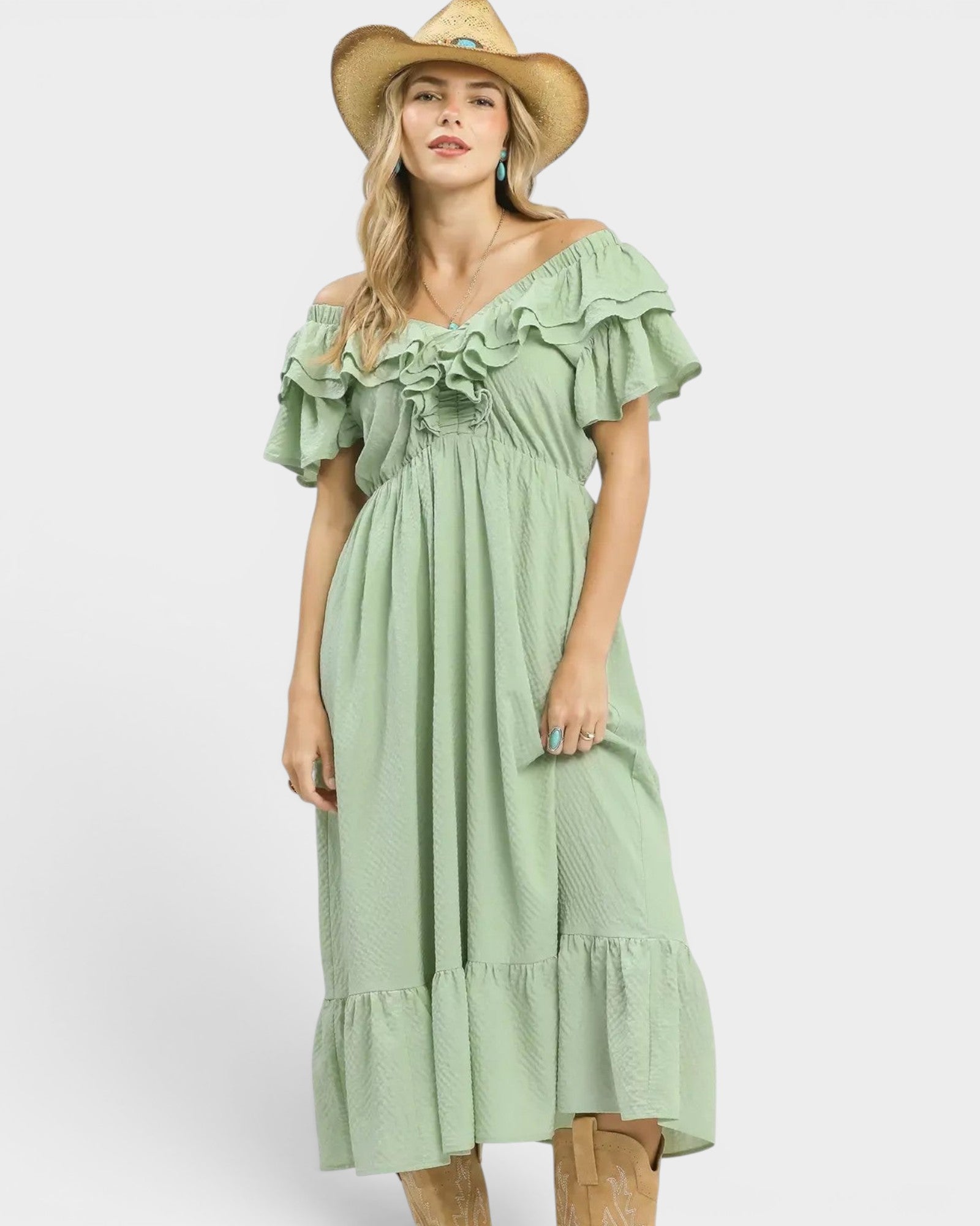 UMGEE Sage Ruffle Midi Dress Beach Rose Co. UMGEE Sage Ruffle Midi Dress Beach Rose Co.