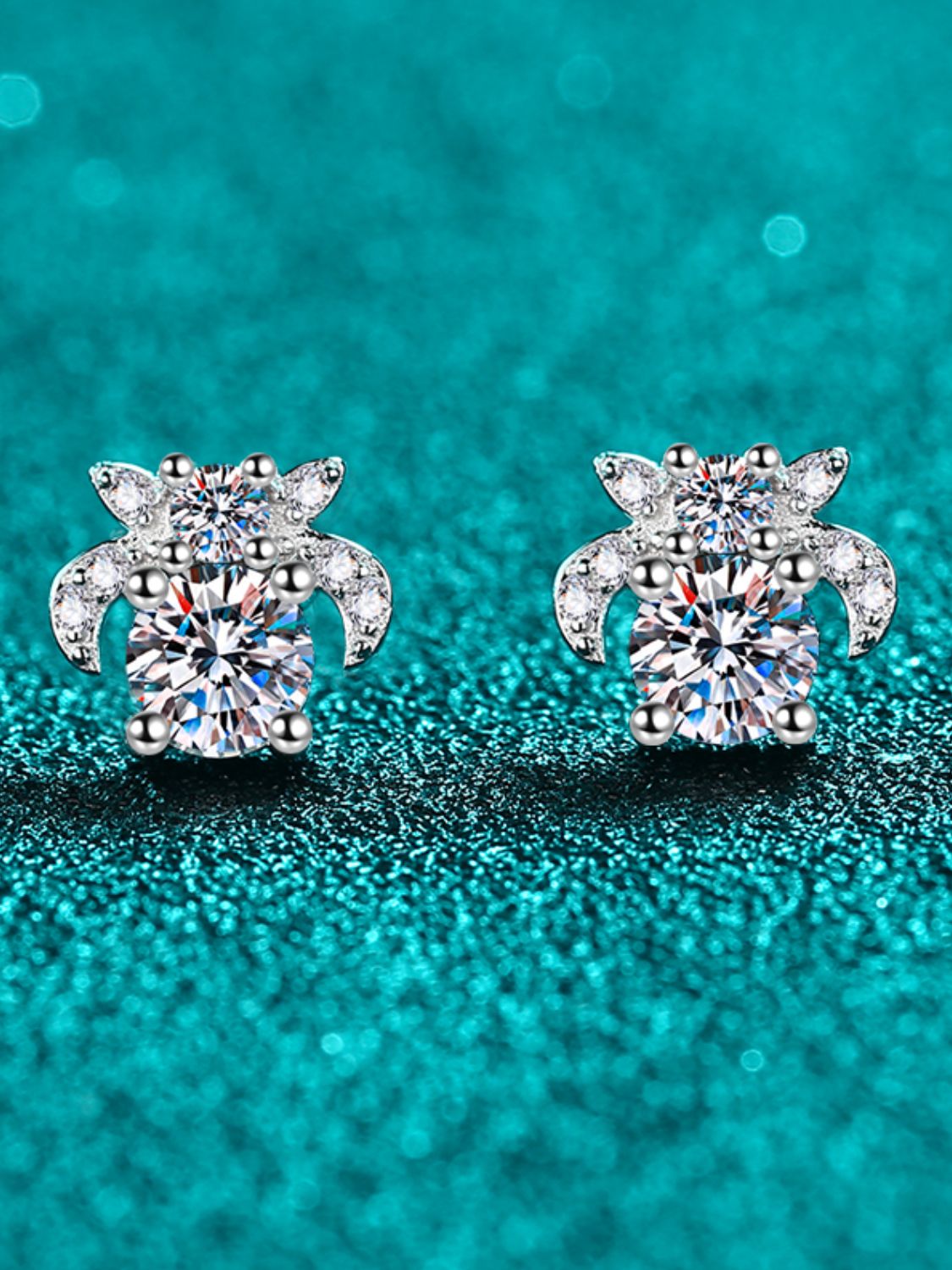 Beach Rose Co. - Silver 1 Carat Moissanite Stud Earrings