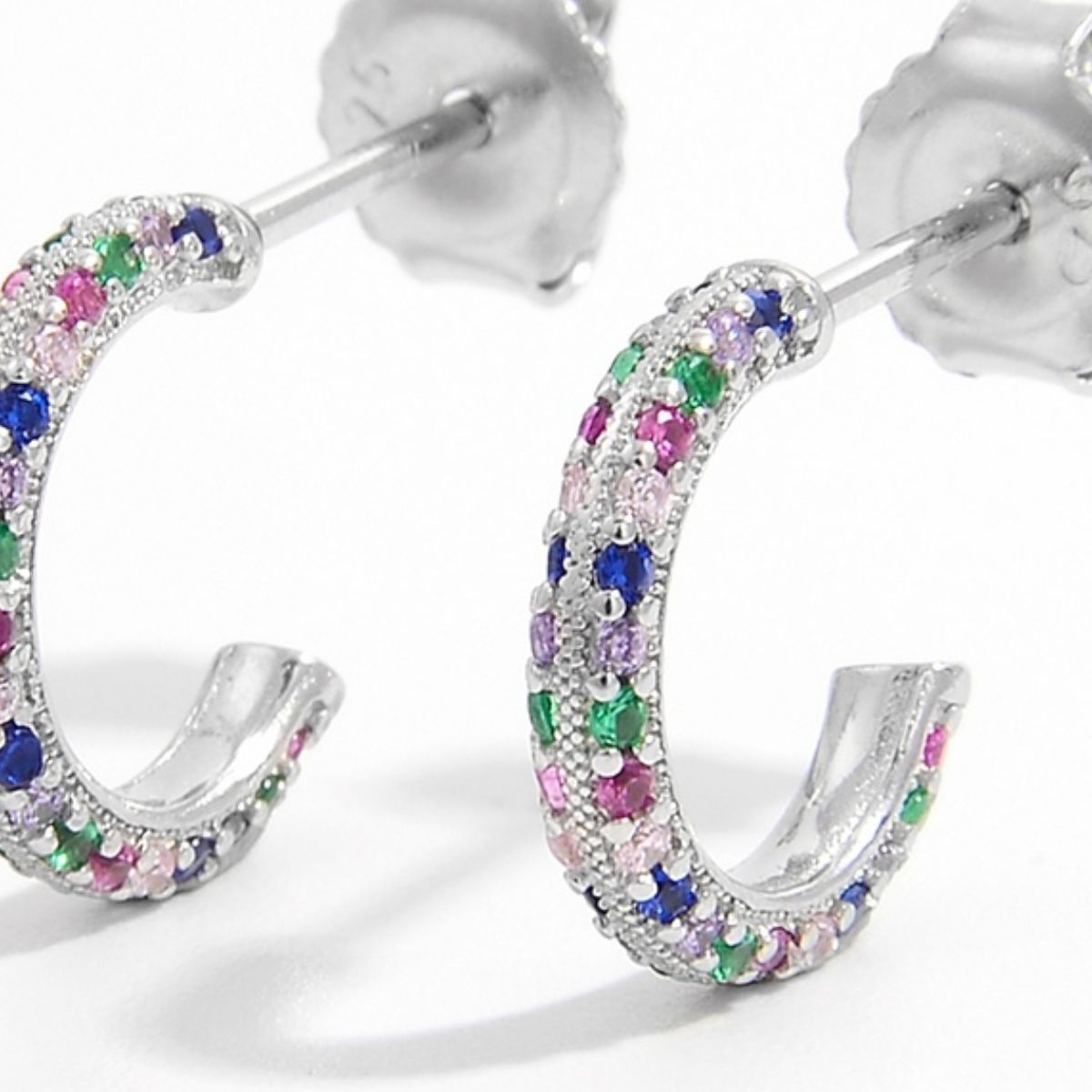 Beach Rose Co. - Silver Contrast Zircon C - Hoop Earrings