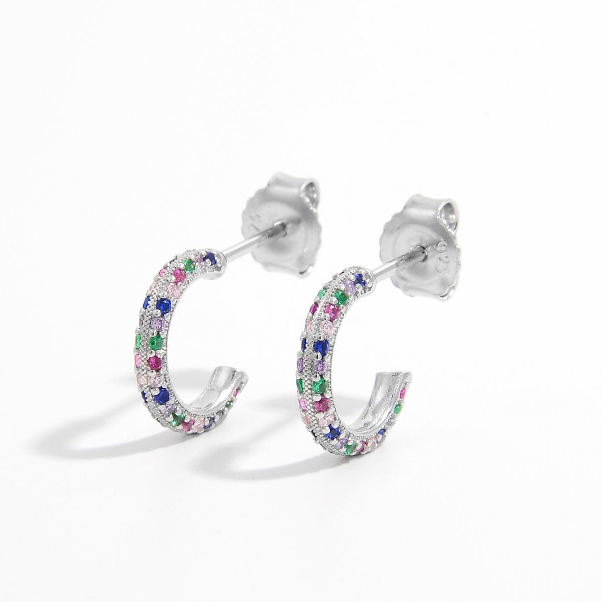 Beach Rose Co. - Silver Contrast Zircon C - Hoop Earrings