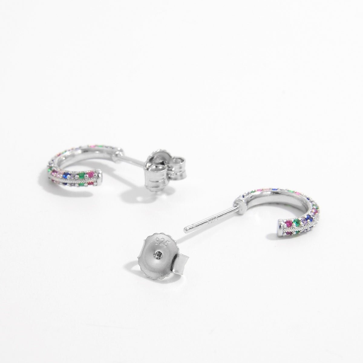 Beach Rose Co. - Silver Contrast Zircon C - Hoop Earrings