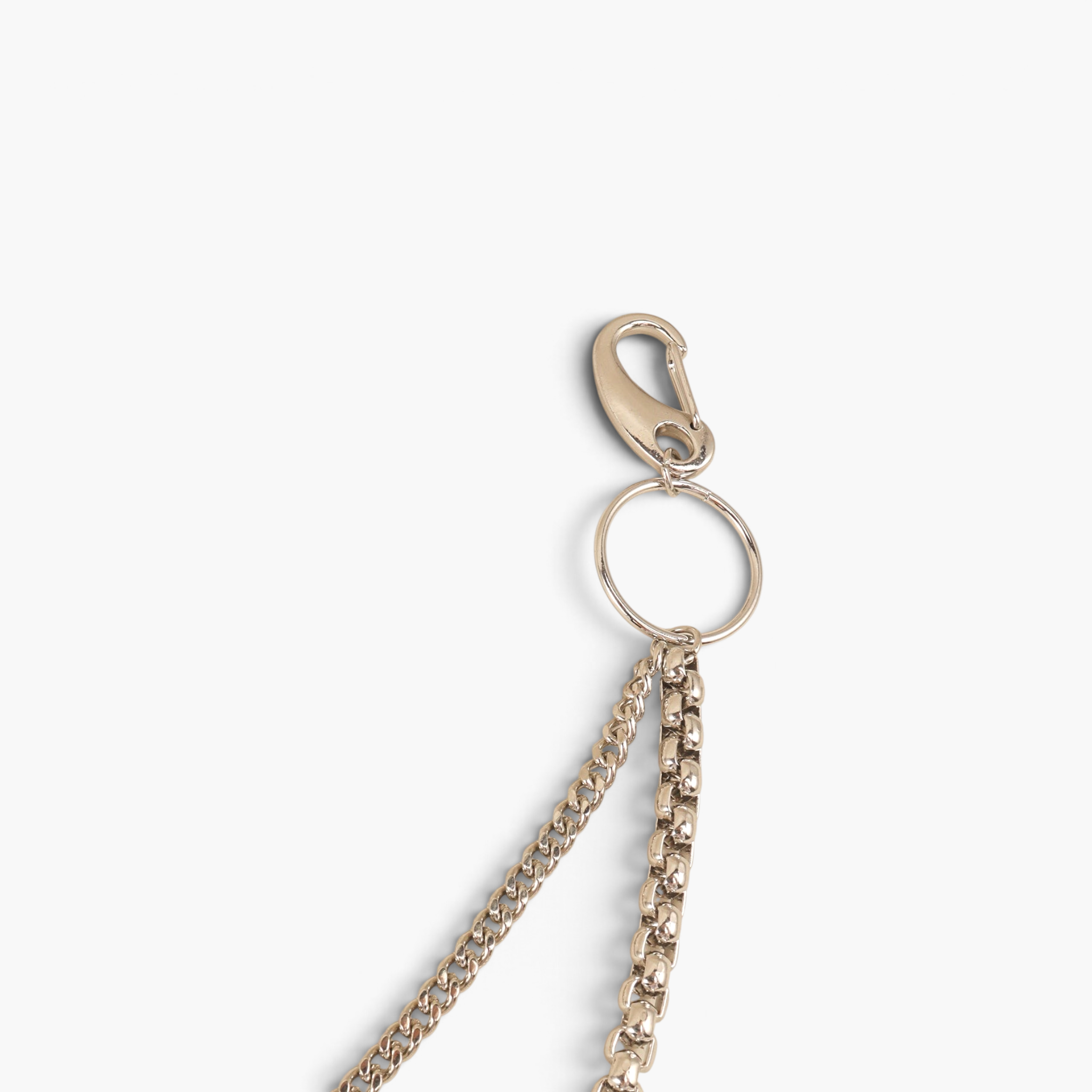 Beach Rose Co. silver-tone double layer pants chain with contrasting link styles and a secure metal belt loop clip.