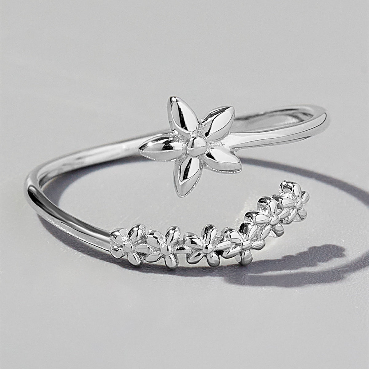 Beach Rose Co. - Silver Flower Bypass Ring