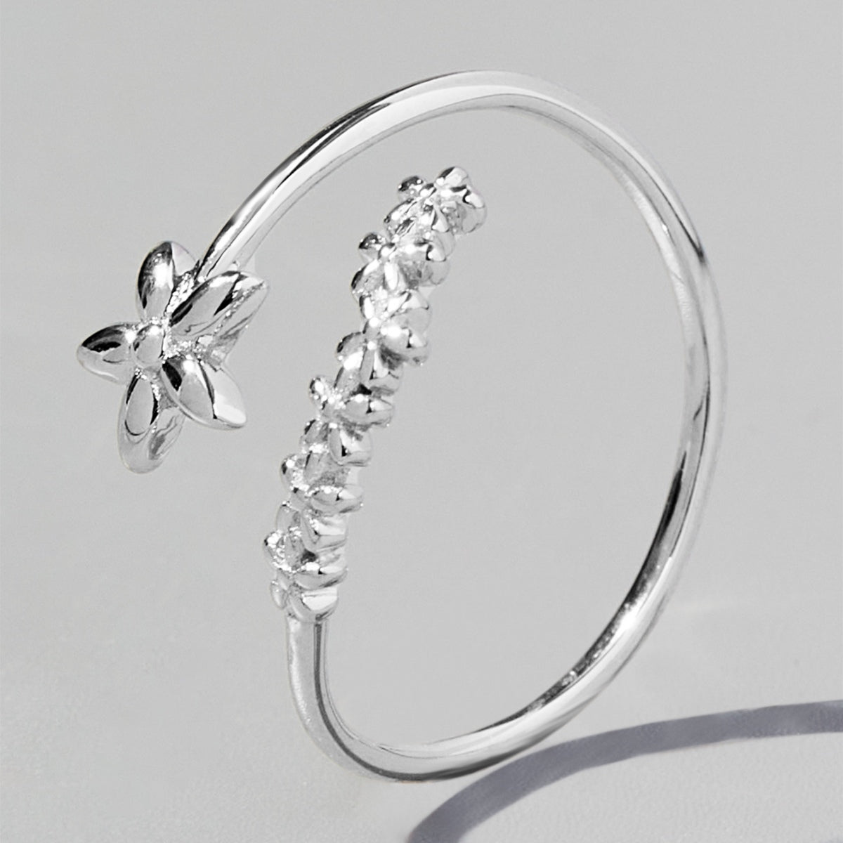 Beach Rose Co. - Silver Flower Bypass Ring