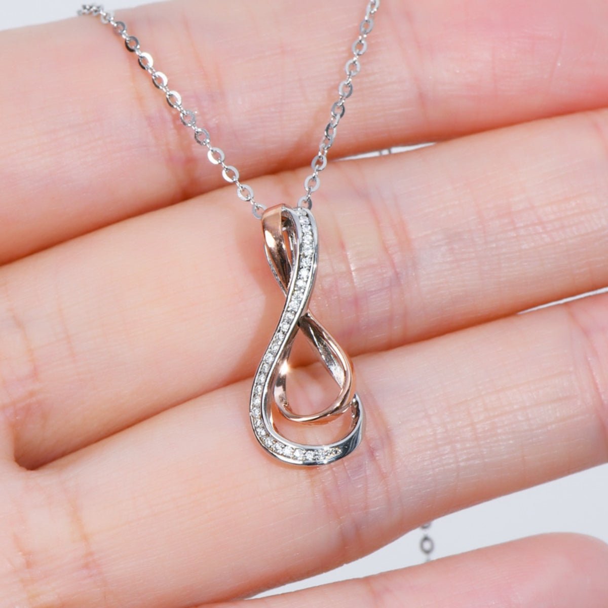 Beach Rose Co. - Silver Inlaid Moissanite Infinity Pendant Necklace