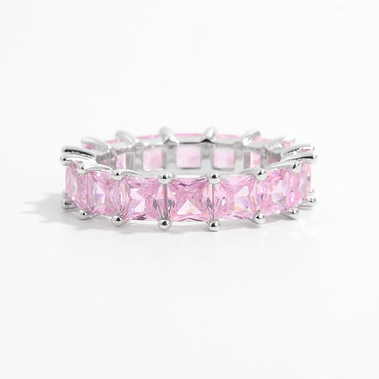 Beach Rose Co. - Silver Inlaid Pink Zircon Eternity Ring