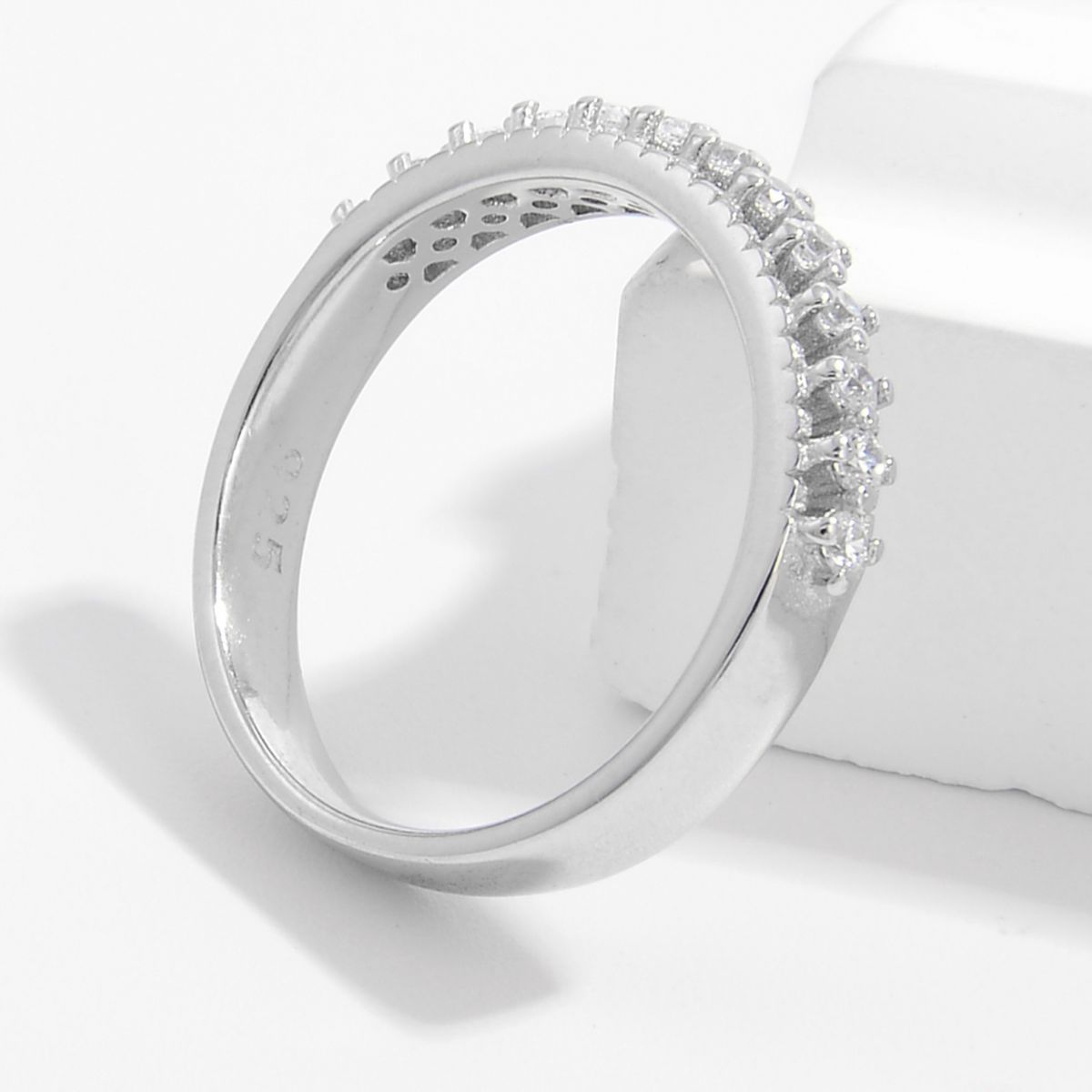 Beach Rose Co. - Silver Inlaid Zircon Eternity Ring