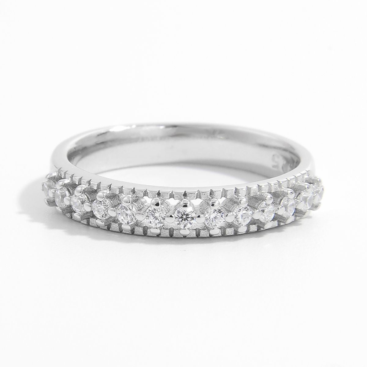 Beach Rose Co. - Silver Inlaid Zircon Eternity Ring