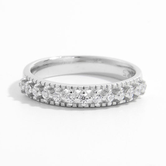 Beach Rose Co. - Silver Inlaid Zircon Eternity Ring