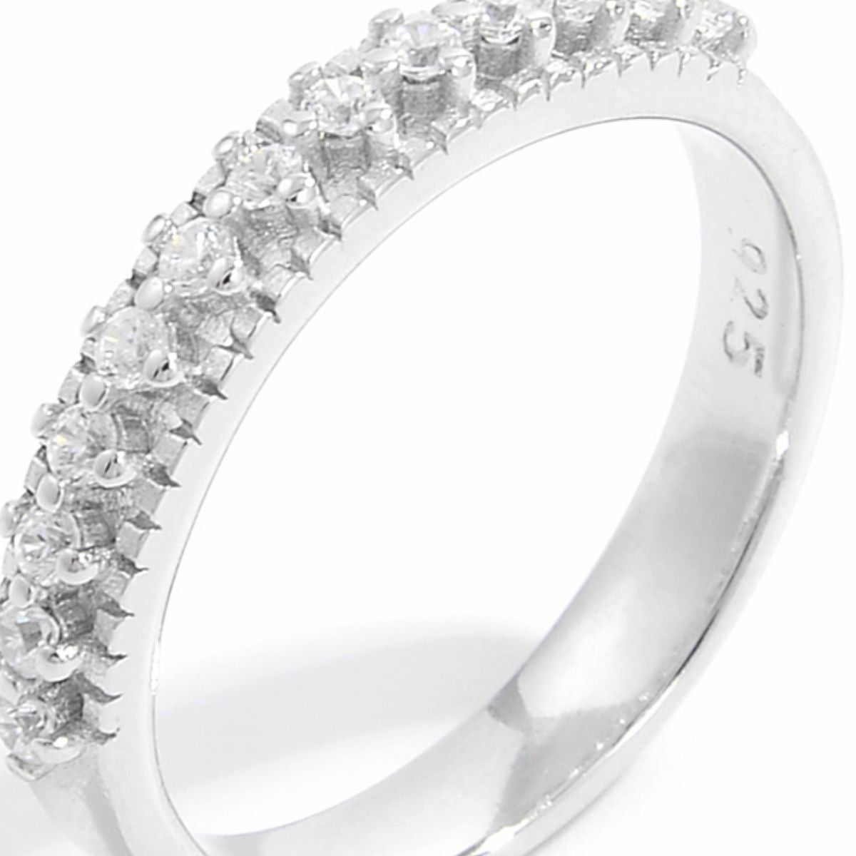 Beach Rose Co. - Silver Inlaid Zircon Eternity Ring