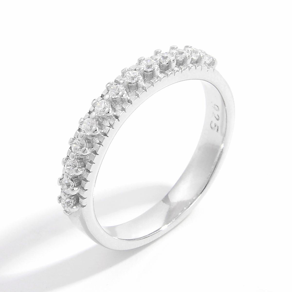 Beach Rose Co. - Silver Inlaid Zircon Eternity Ring