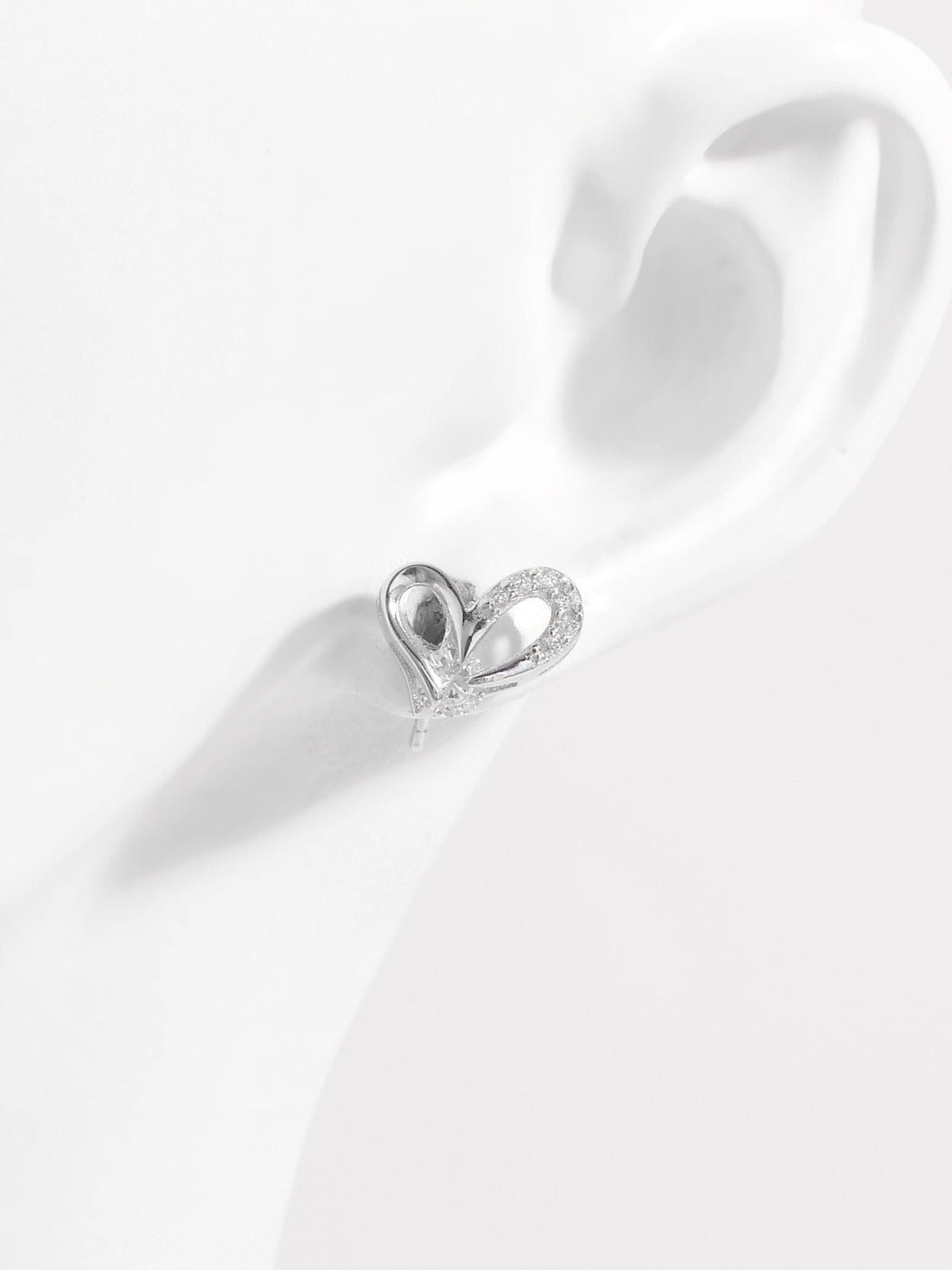 Beach Rose Co. - Silver Inlaid Zircon Heart Earrings