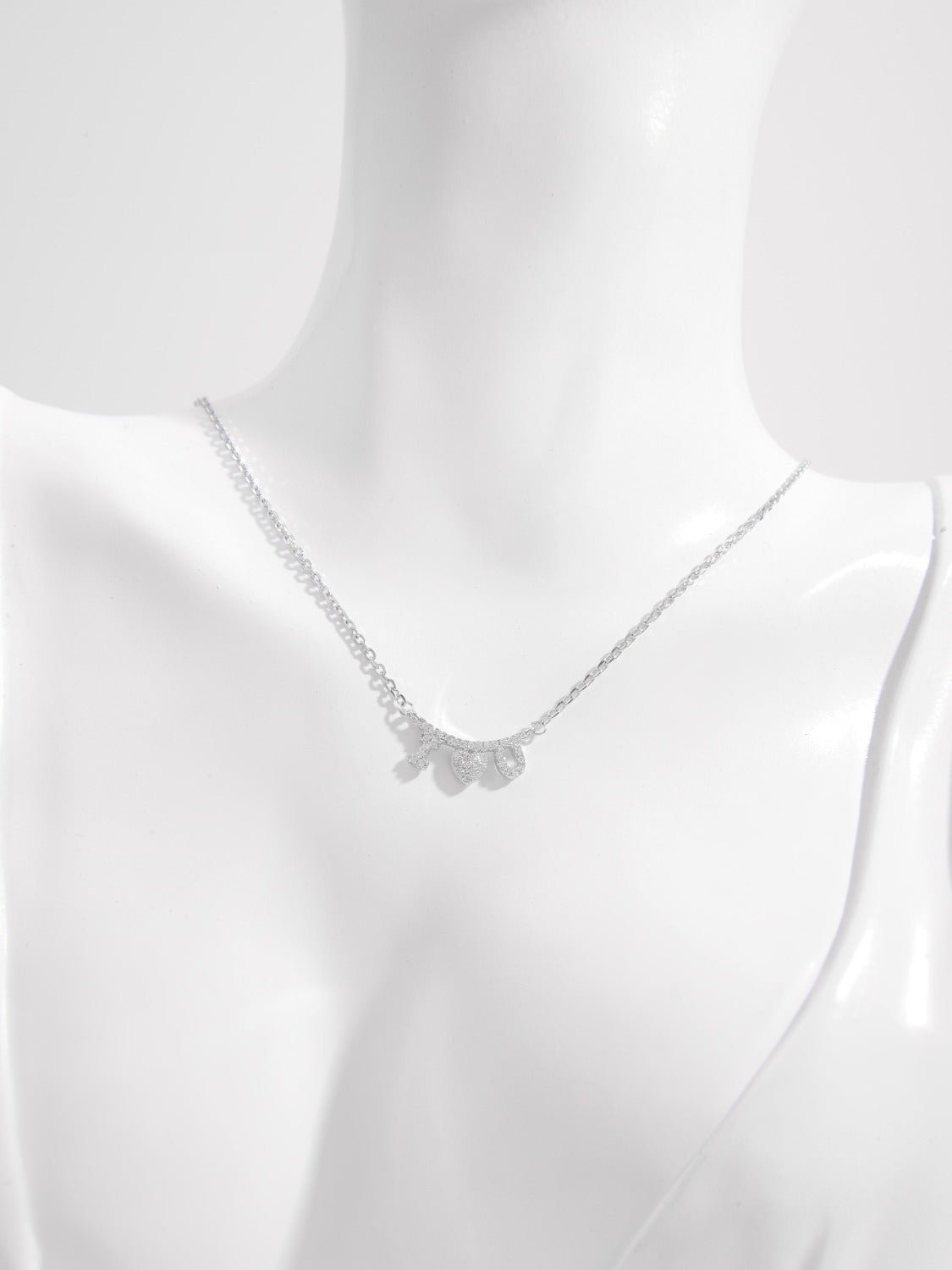 Beach Rose Co. - Silver Inlaid Zircon I Heart You Necklace