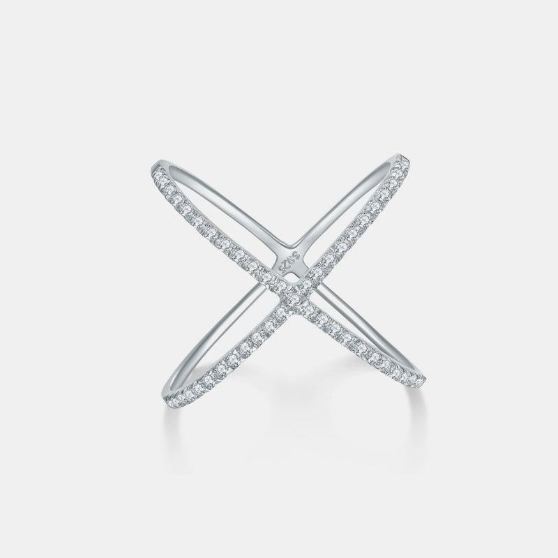 Beach Rose Co. - Silver Moissanite Crisscross Ring