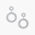 Beach Rose Co. silver tone round circle dangle earrings featuring sparkling rhinestone embellishments.