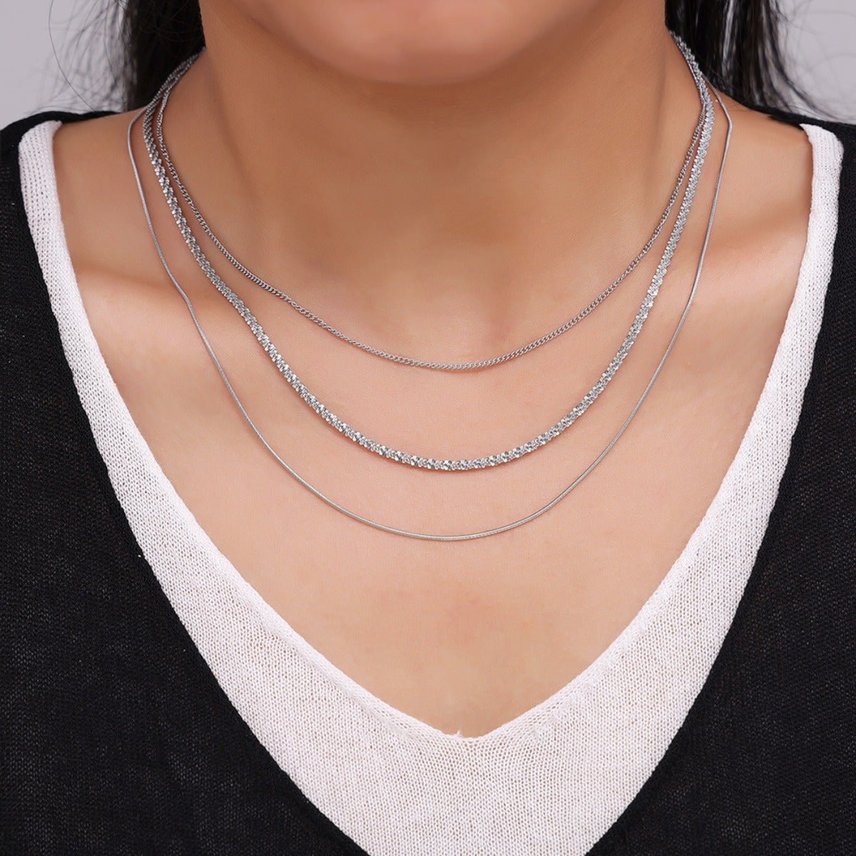 Beach Rose Co. - Silver Triple Strand Necklace