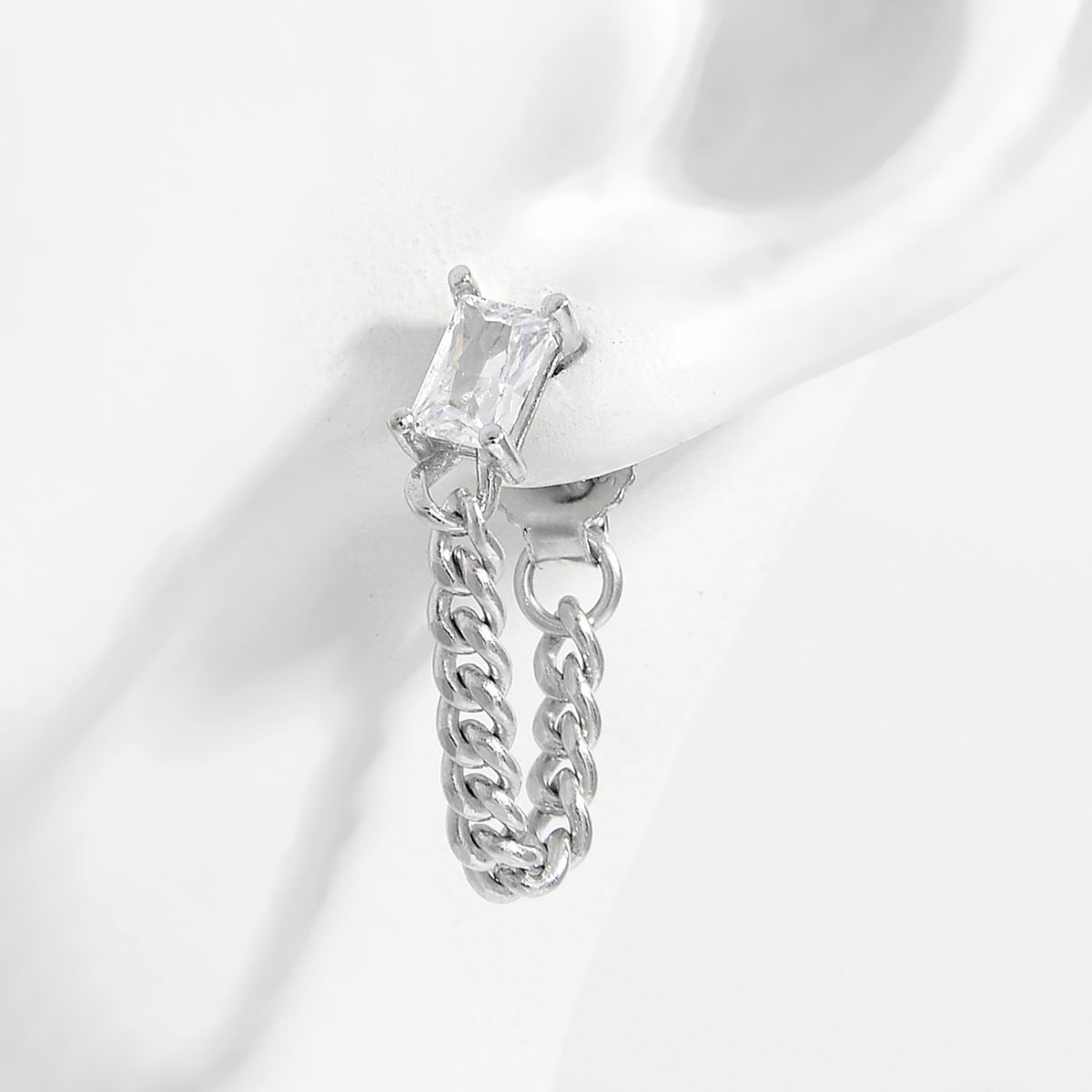 Beach Rose Co. - Silver Zircon Chain Earrings