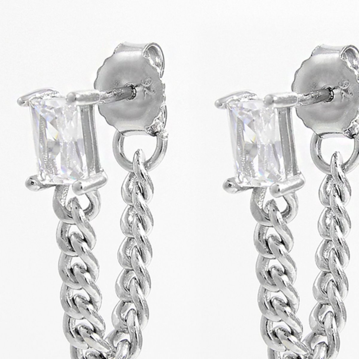 Beach Rose Co. - Silver Zircon Chain Earrings