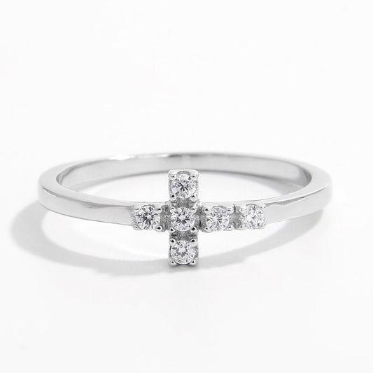 Beach Rose Co. - Silver Zircon Cross Ring