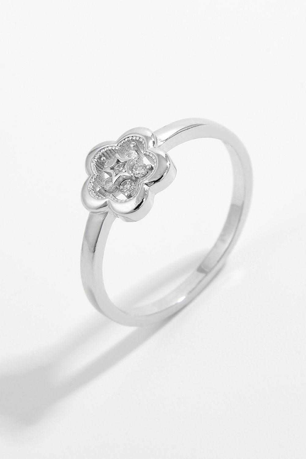 Beach Rose Co. - Silver Zircon Flower Ring