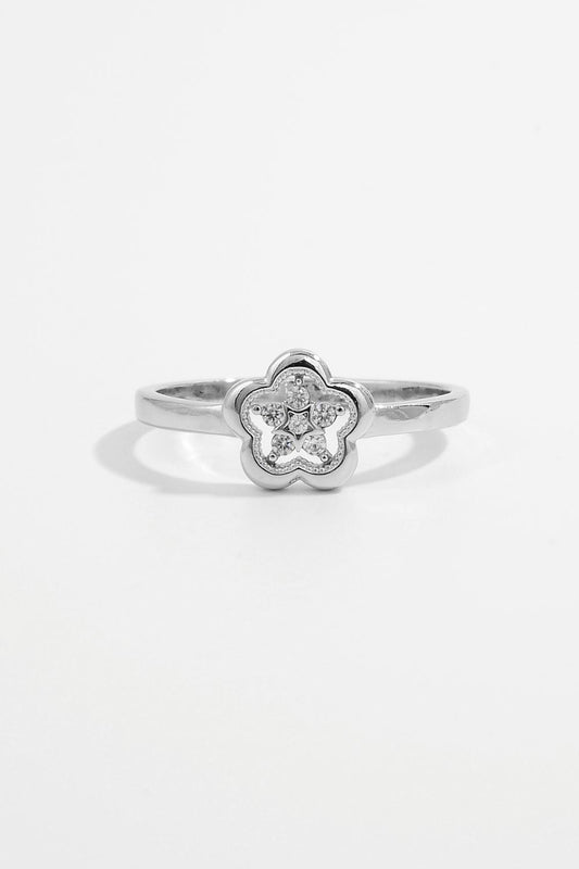 Beach Rose Co. - Silver Zircon Flower Ring