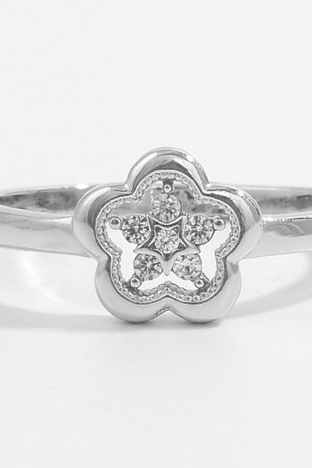 Beach Rose Co. - Silver Zircon Flower Ring