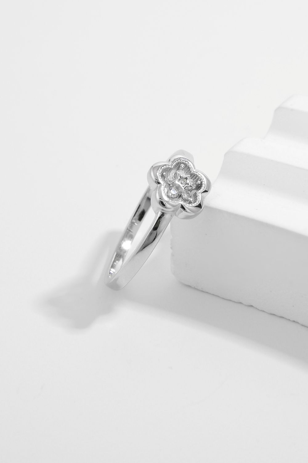 Beach Rose Co. - Silver Zircon Flower Ring