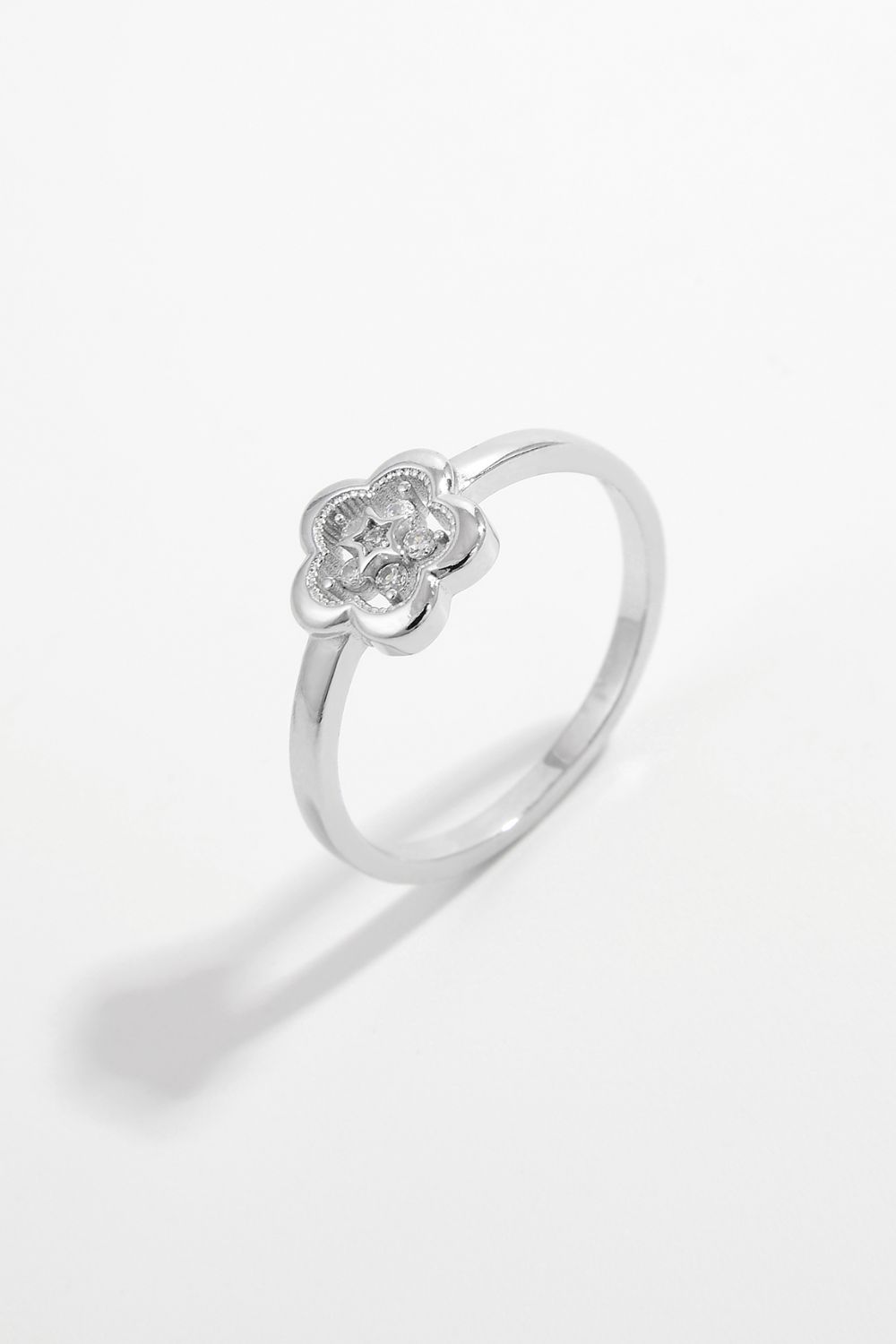 Beach Rose Co. - Silver Zircon Flower Ring