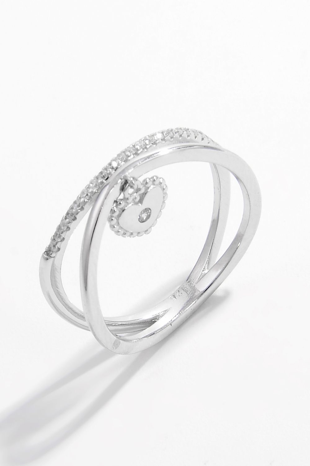 Beach Rose Co. - Silver Zircon Heart Charm Ring