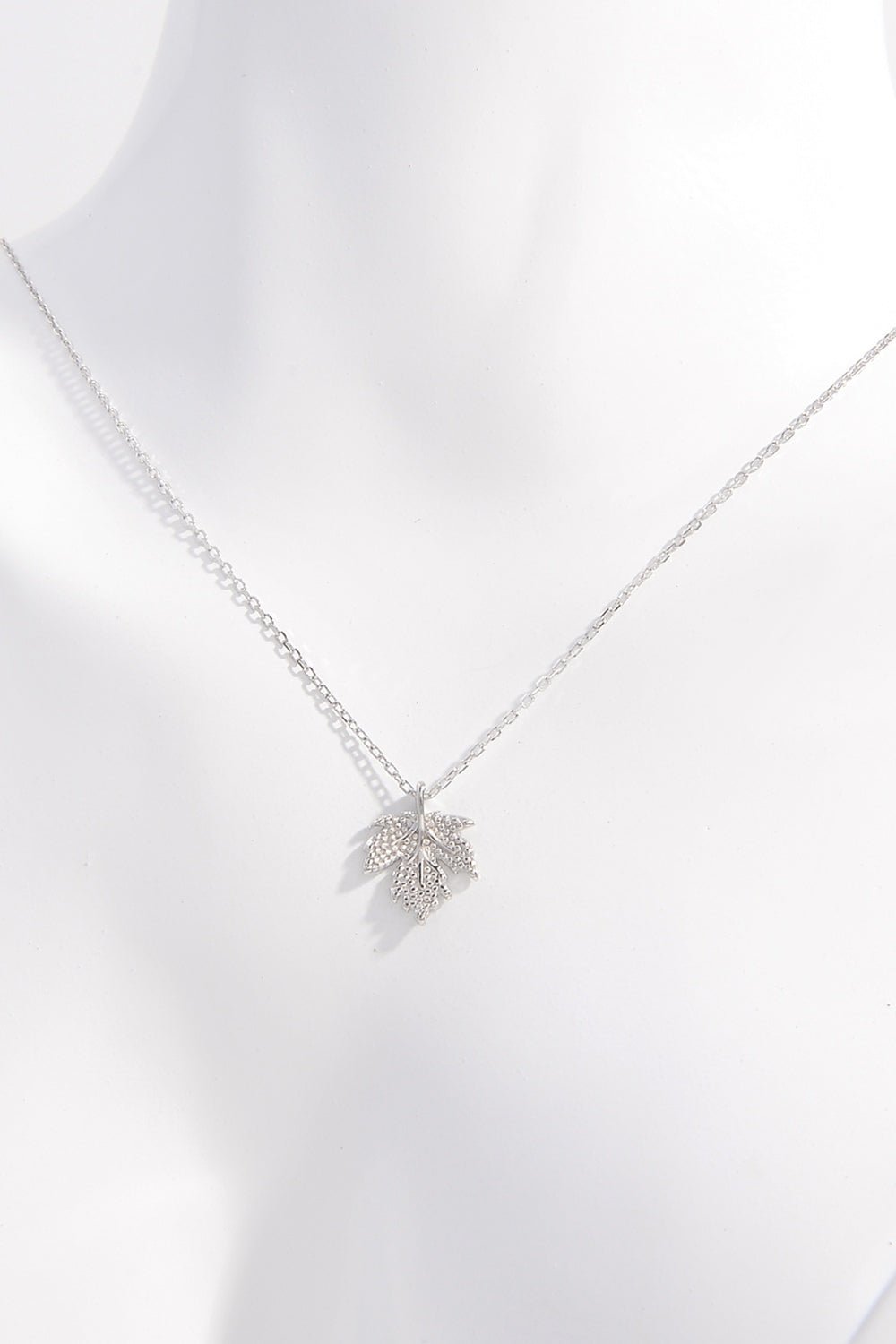 Beach Rose Co. - Silver Zircon Maple Leaf Pendant Necklace