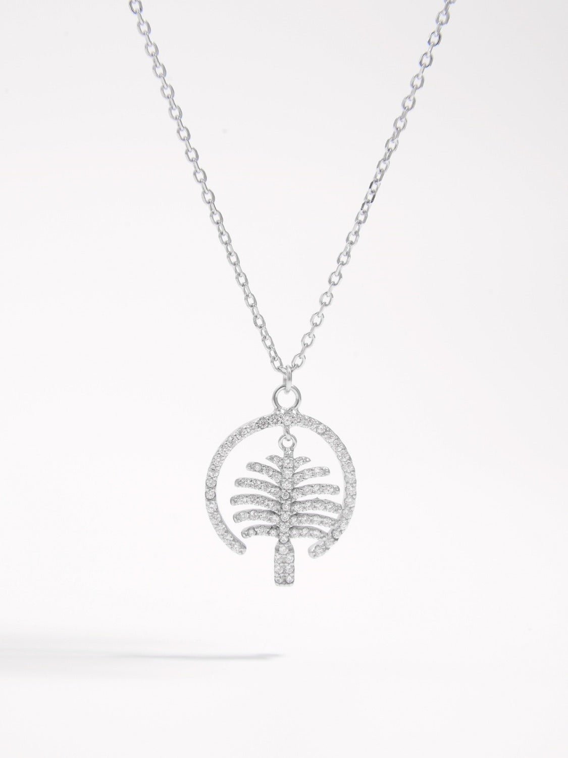 Beach Rose Co. - Silver Zircon Palm Tree Pendant Necklace