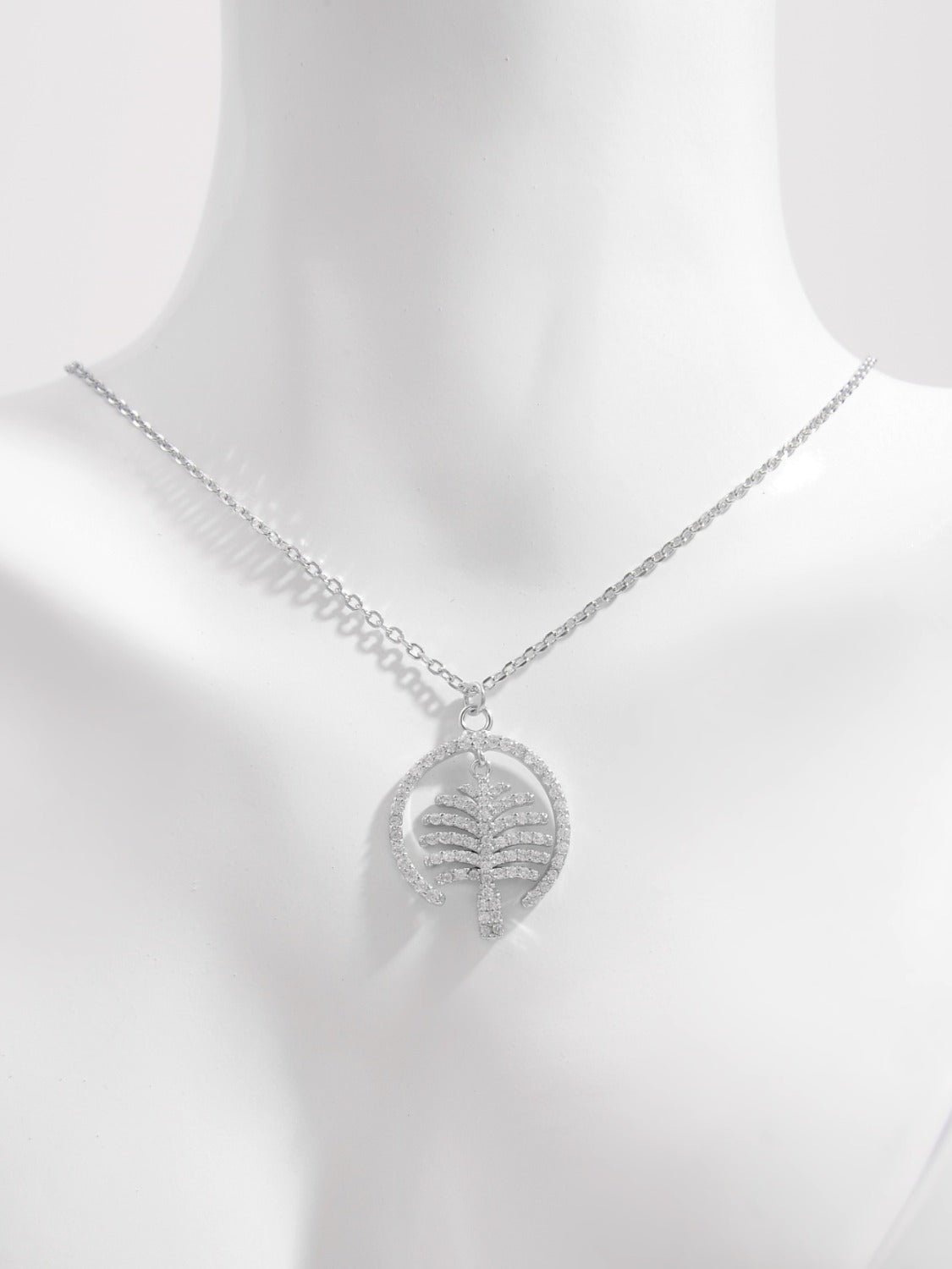 Beach Rose Co. - Silver Zircon Palm Tree Pendant Necklace