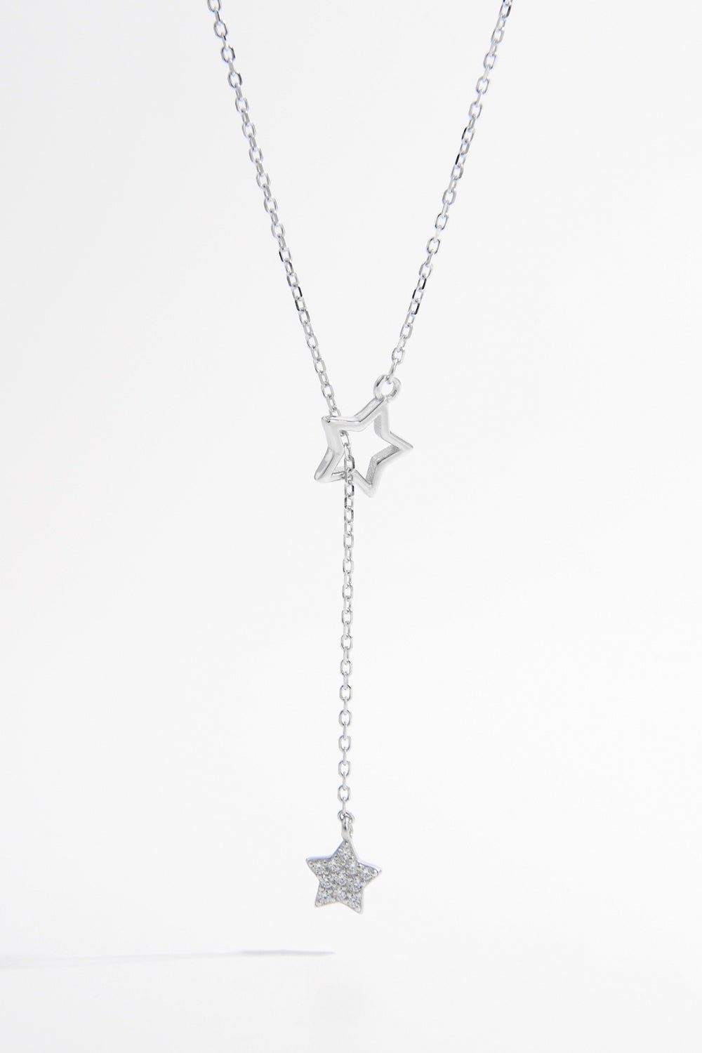 Beach Rose Co. - Silver Zircon Star Lariat Necklace