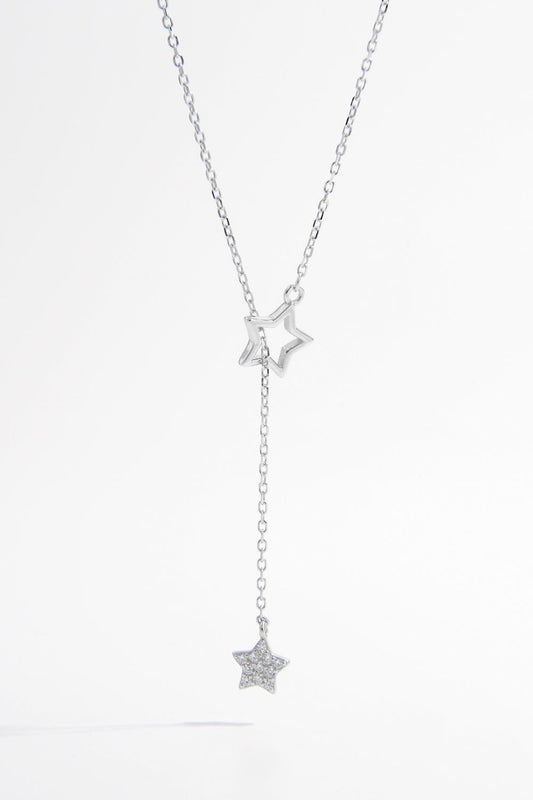 Beach Rose Co. - Silver Zircon Star Lariat Necklace