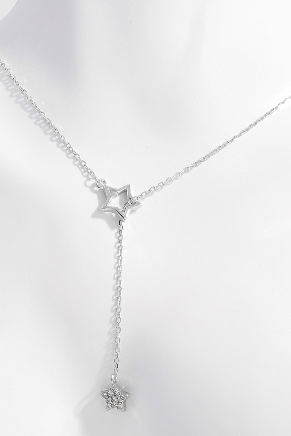 Beach Rose Co. - Silver Zircon Star Lariat Necklace